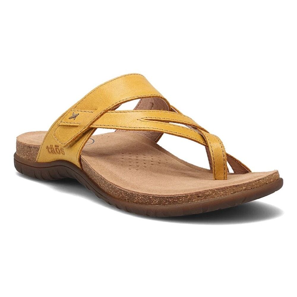NEW Taos Perfect Sandal in Yellow Leather Slip On NIB Coastal, Summer Vacation